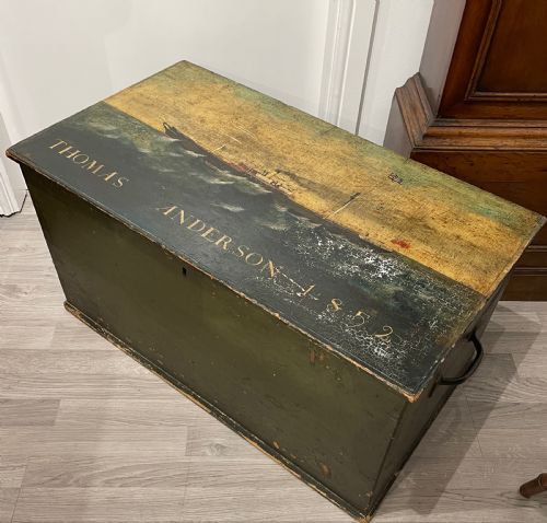 19th Century Hand Painted Sea Chest, P&o Connection