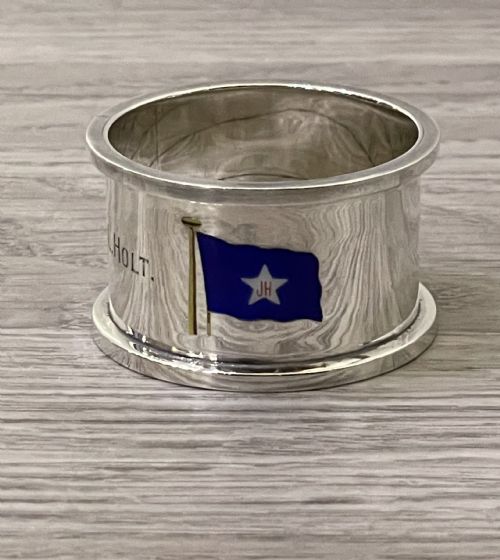 Rare Silver & Enamel Napkin Ring, Ss Robert L Holt