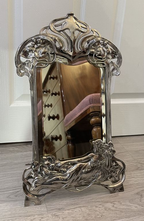 Stunning Wmf Art Nouveau Silver Plated Toilet Dressing Table Mirror
