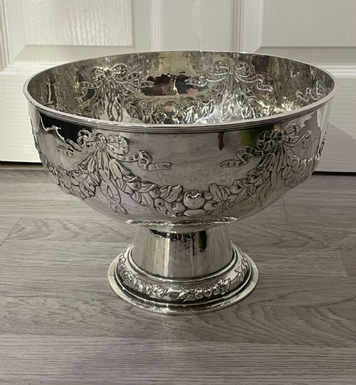 Large Edwardian Silver Plated Punch Bowl