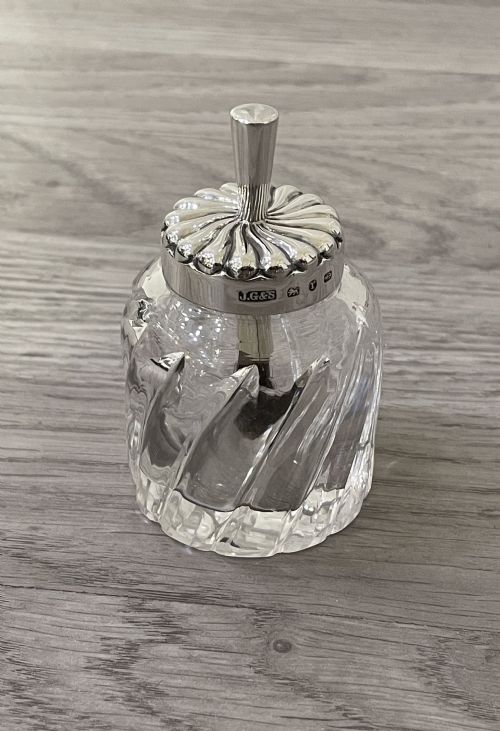 Victorian Silver and Glass Glue Pot, 1891