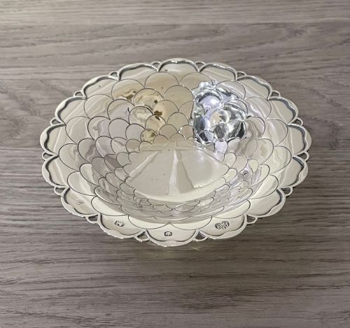 Solid Silver Fish Scale Bon Bon Dish by Elkington