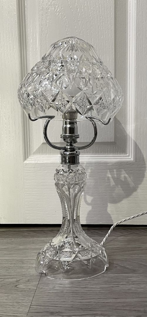 1930s Cut Glass Mushroom Lamp
