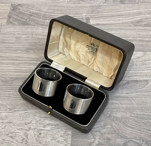 George VI Solid Silver Napkin Rings, Very Heavy. 1939