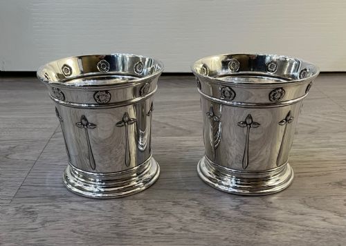Pair of Art Nouveau Silver Plated Vases
