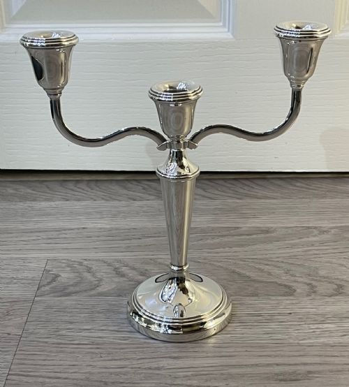 Solid Silver Three Branch Candelabra