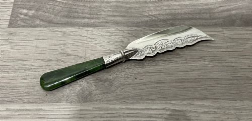 George V Silver and Nephrite Jade Butter Knife