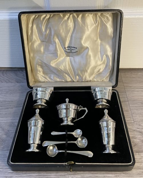 Art Deco Solid Silver Cruet Set, Adie Brothers