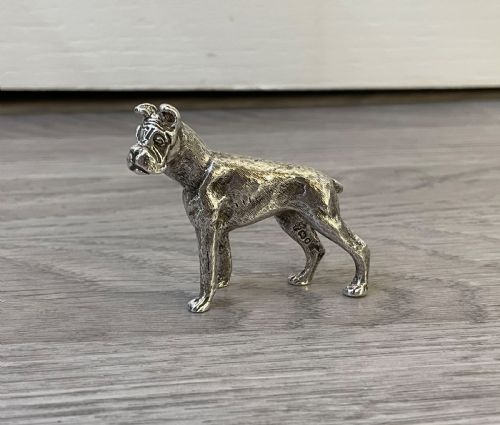Cast Silver Model of a Boxer Dog