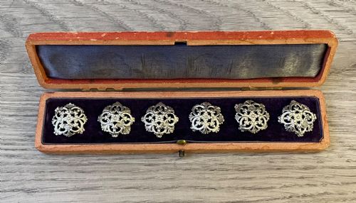 Cased Set of Six Victorian Silver Buttons