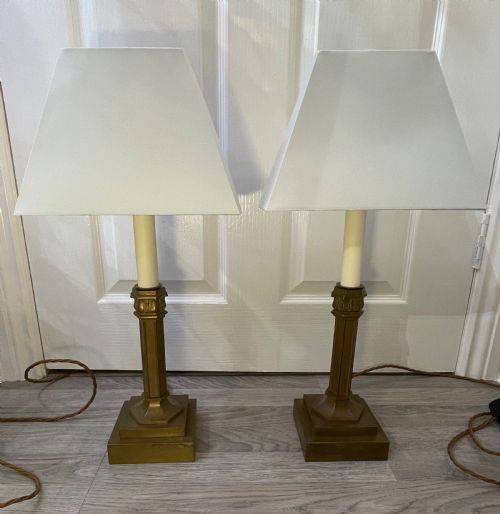 Good Pair 1930s Brass Table Lamps