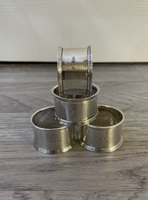 Set of Four Solid Silver Napkin Rings