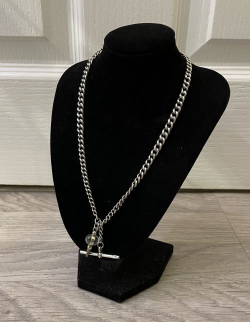 Victorian Solid Silver Albert Chain with Fob Key