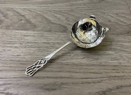 George VI Solid Silver Tea Strainer, 1939