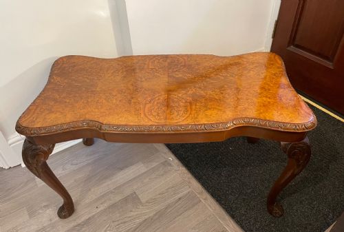 Antique Burr Walnut Queen Anne Style Coffee Table
