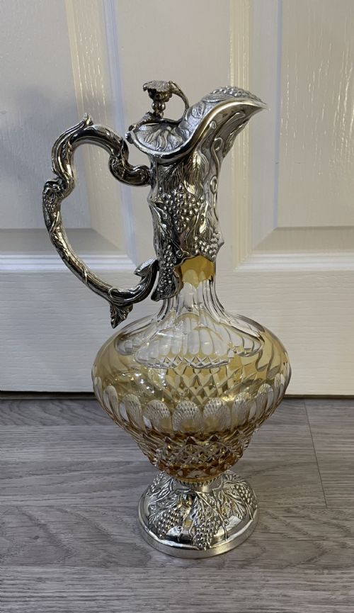 Mappin & Webb Cut Glass and Silver Plated Claret Jug