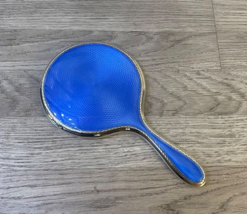 Quality George V Silver & Enamel Mirror by Horton & Allday