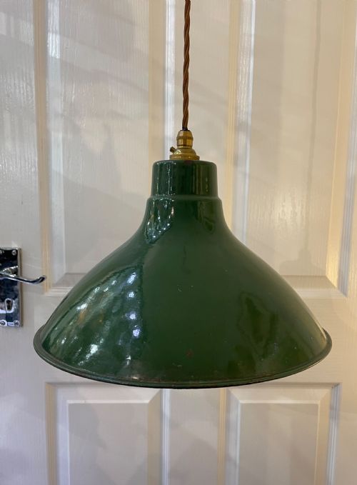 Industrial Green Enamel Pendant Shade Light