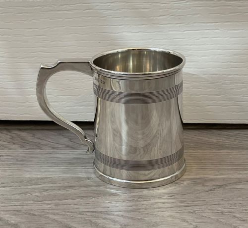 George V Solid Silver Pint Tankard by a & J Zimmerman