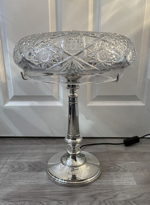 Fantastic 1930s Cut Glass & Silver Plated Mushroom Lamp