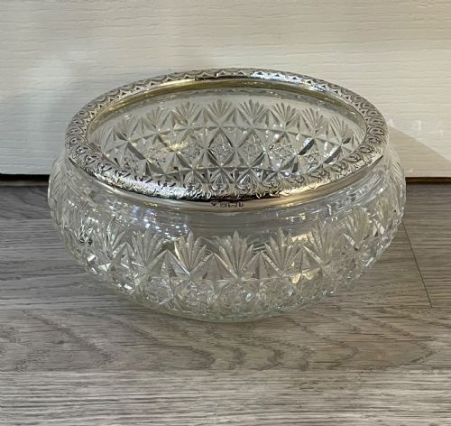 Victorian Cut Glass and Silver Rimmed Bowl