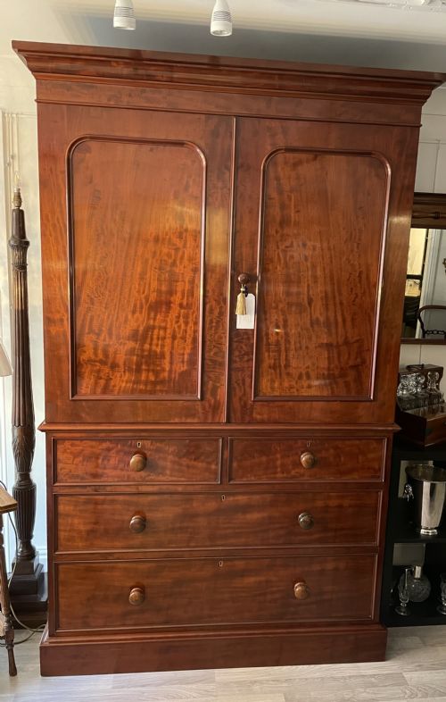 fig 1. Superb Victorian Heal & Sons Mahogany Linen Press