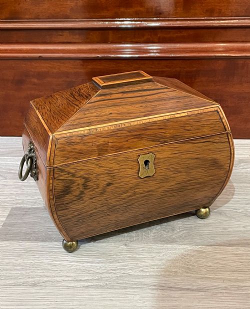 Regency Rosewood Bombe Shaped Tea Caddy