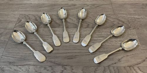 Set of Eight Victorian Silver Teaspoons, Exeter 1848