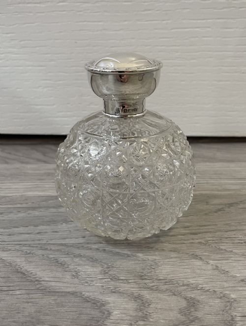Edwardian Cut Glass & Silver Scent Perfume Bottle