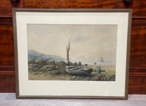 Victorian Marine Watercolour by Edgar Santley, 1879