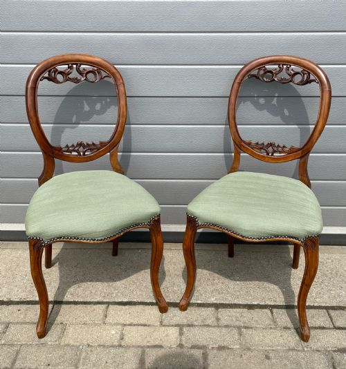 Pair Victorian Walnut Dining Chairs