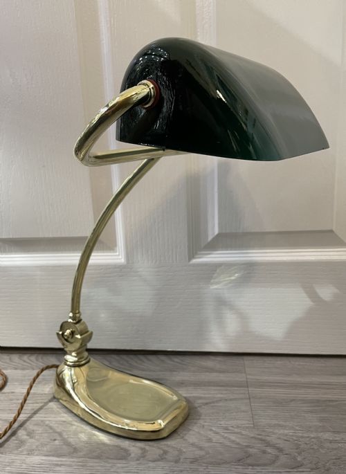 Art Nouveau Brass Bankers Lamp