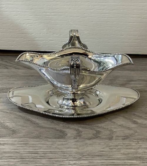 Edwardian Solid Silver Sauce Boat on Stand, 1905
