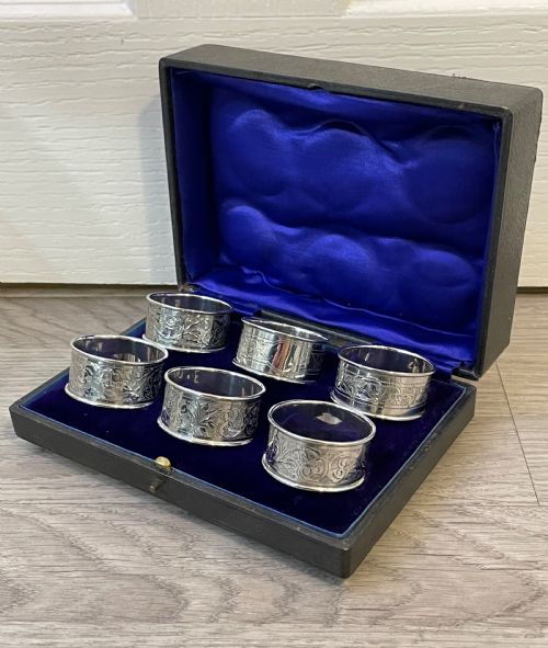 Six Edwardian Solid Silver Napkin Rings