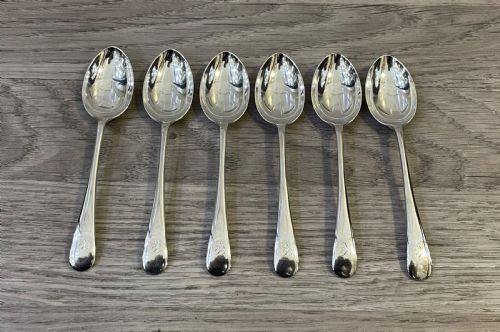 Set Six Solid Silver Teaspoons, 1907