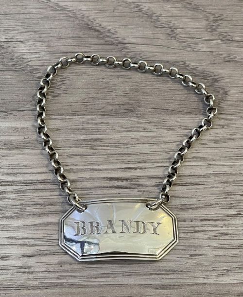 George III Silver Brandy Decanter Label
