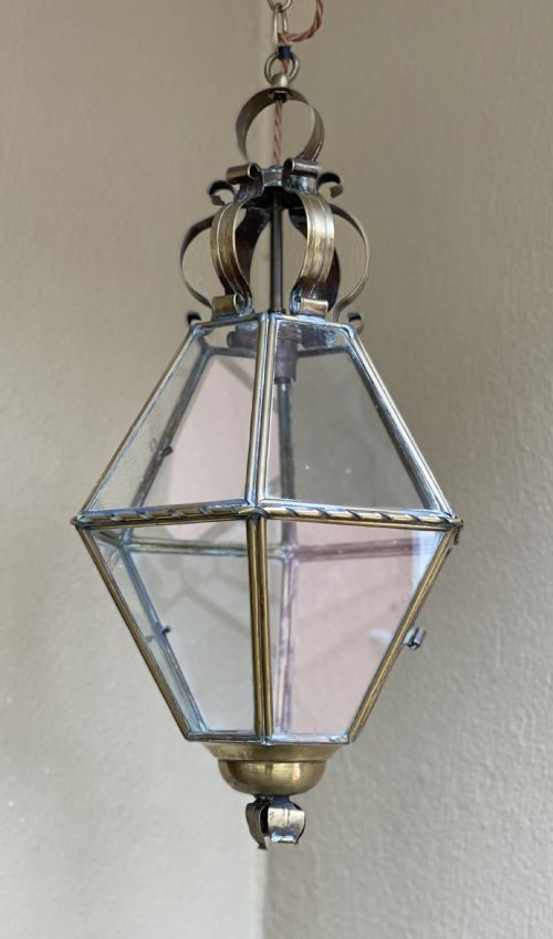 French Brass Hexagonal Hall Lantern