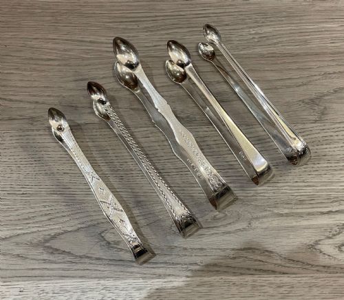 Collection of Georgian Solid Silver Sugar Tongs, Including by Bateman and Law