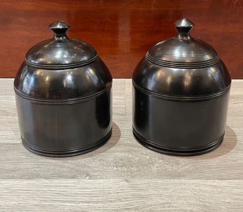 Pair of George III Lignum Vitae Tobacco Jars
