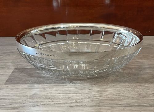 Stylish George V Silver & Cut Glass Fruit Bowl