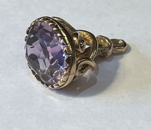 9ct Gold Charm Fob Pendant, Amethyst