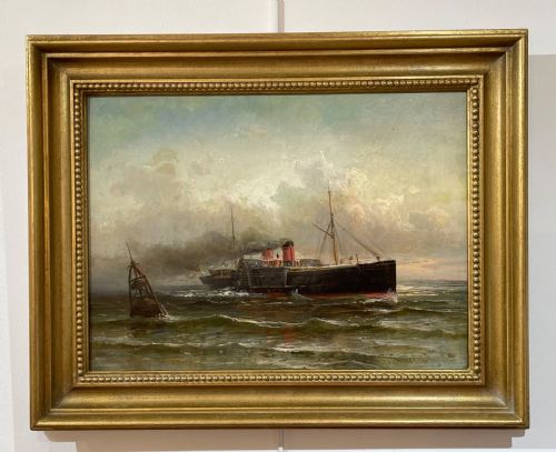 Victorian Marine Oil Painting by Max Sinclair, Ben My Chree, Isle of Man