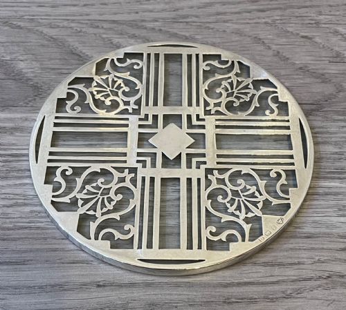 George VI Solid Silver & Glass Trivet Teapot Stand