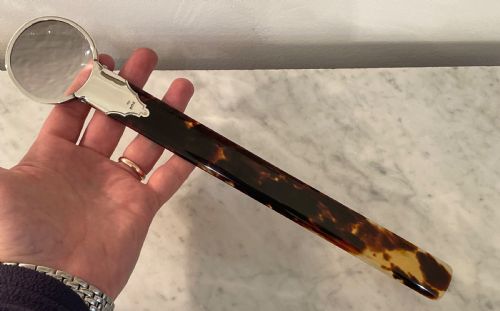 Good George V Solid Silver & Faux Tortoiseshell Magnifying Glass