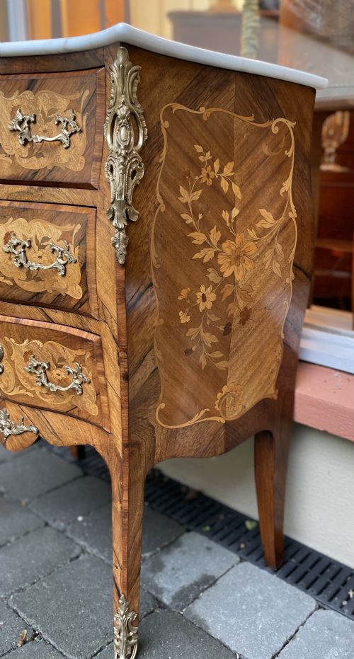 fig 1. 19th Century French Marquetry Chest Of Drawers Bombe Commode