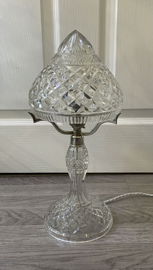 Quality 1930s Single Bulb Cut Glass Mushroom Lamp