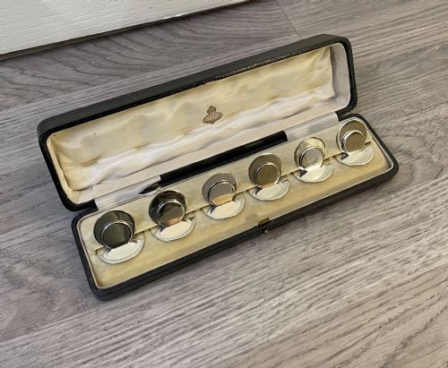 Cased Set of Six Silver Place or Menu Holders by Sampson Mordan