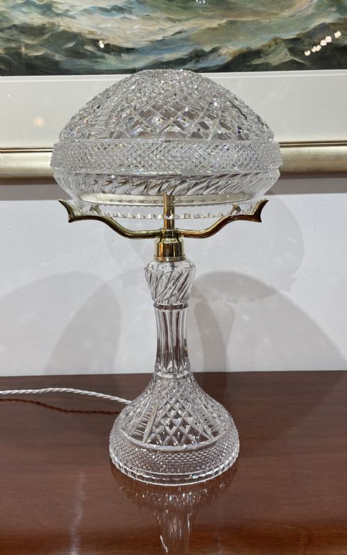 Impressive Twin Bulb Cut Glass Mushroom Lamp