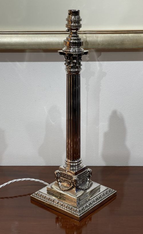 Victorian Silver Plated Corinthian Table Lamp
