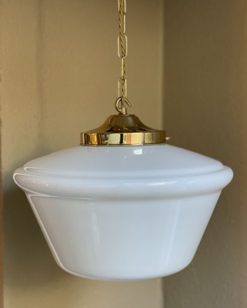 Art Deco Opaline Pendant Light (One of Two)